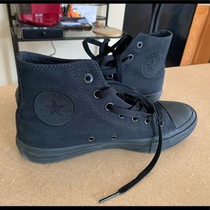 All Black high top converse